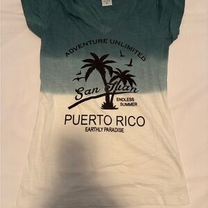 Adventure Unlimited women Shirt from Puerto Rico - Green and White